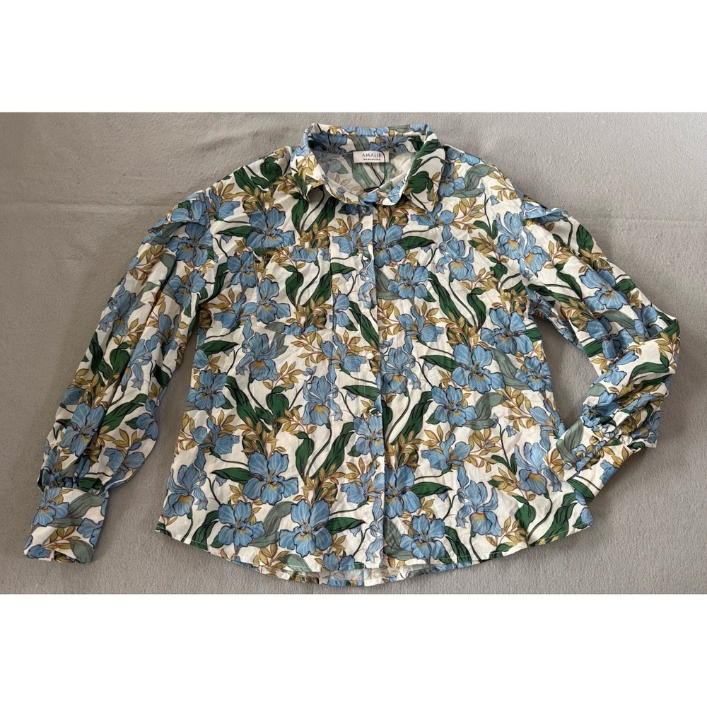Showpo Amalie The Label Women's Sz 4 Button Up Iris Floral Balloon Sleeve